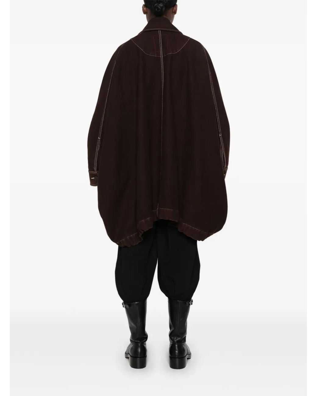 Uma Wang Black Kew Contrast-Stitch Oversized Jacket