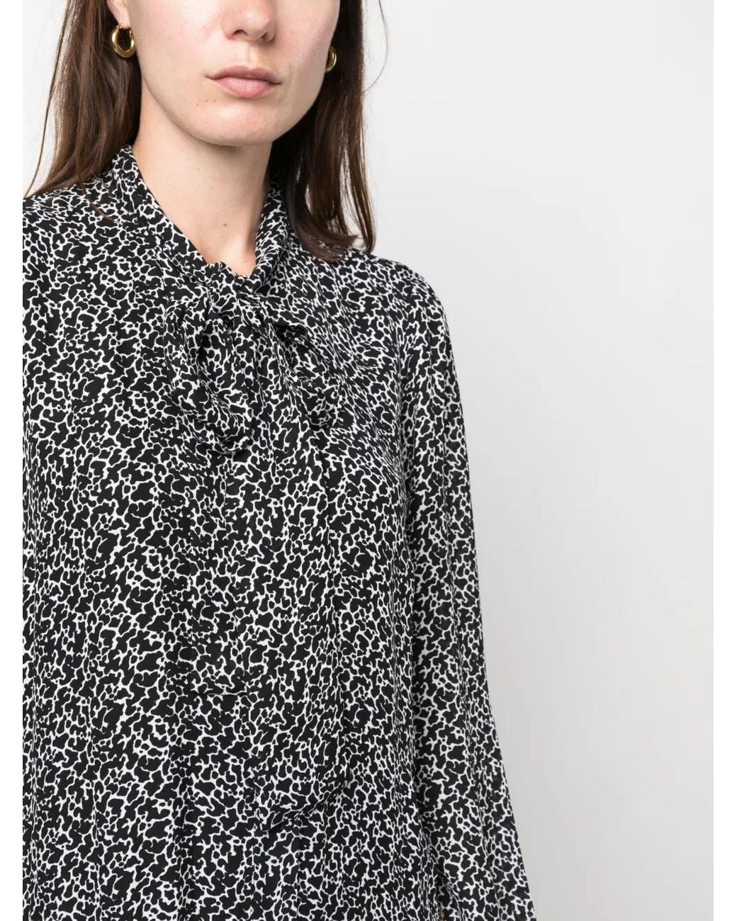 MICHAEL Michael Kors Gray Abstract-Print Midi Shirt Dress
