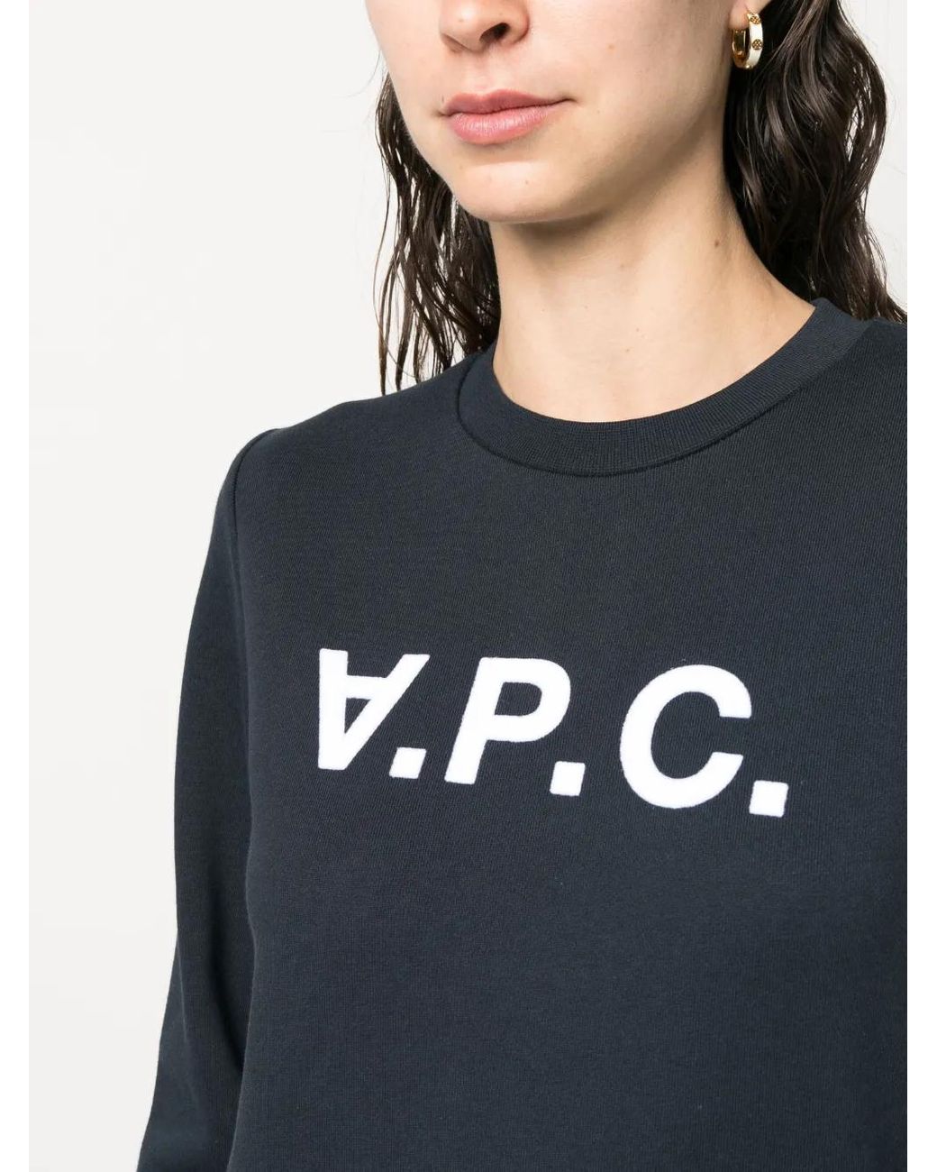 A.P.C. Blue Logo-Print Long-Sleeve Sweatshirt