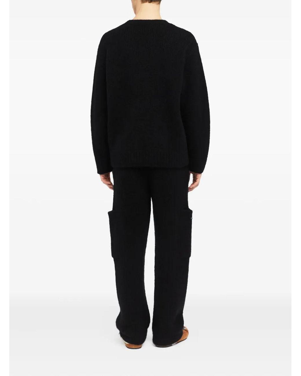 Alanui Black Ribbed Crew-Neck Sweater for men
