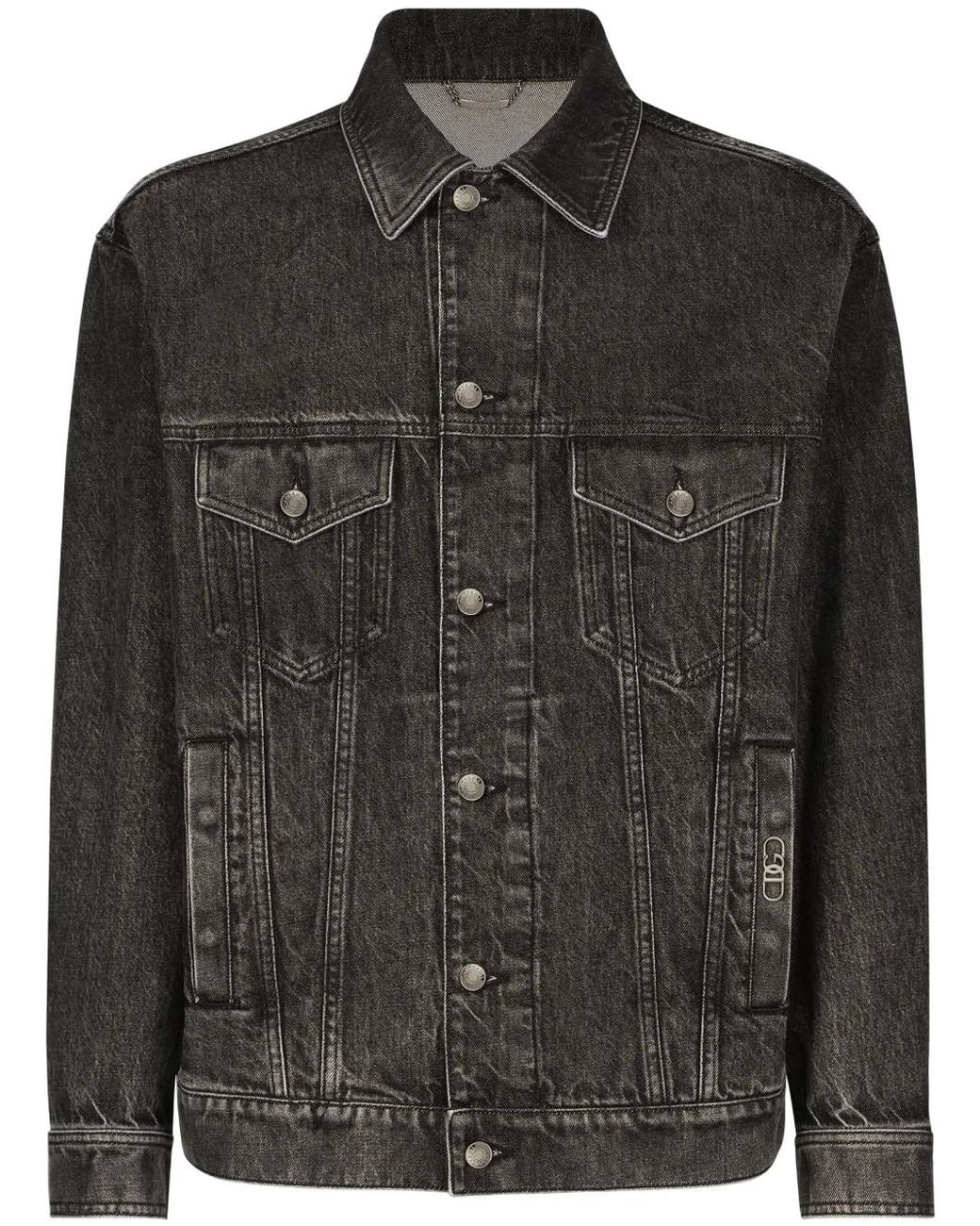 Dolce & Gabbana Black Dg-Logo Denim Jacket for men