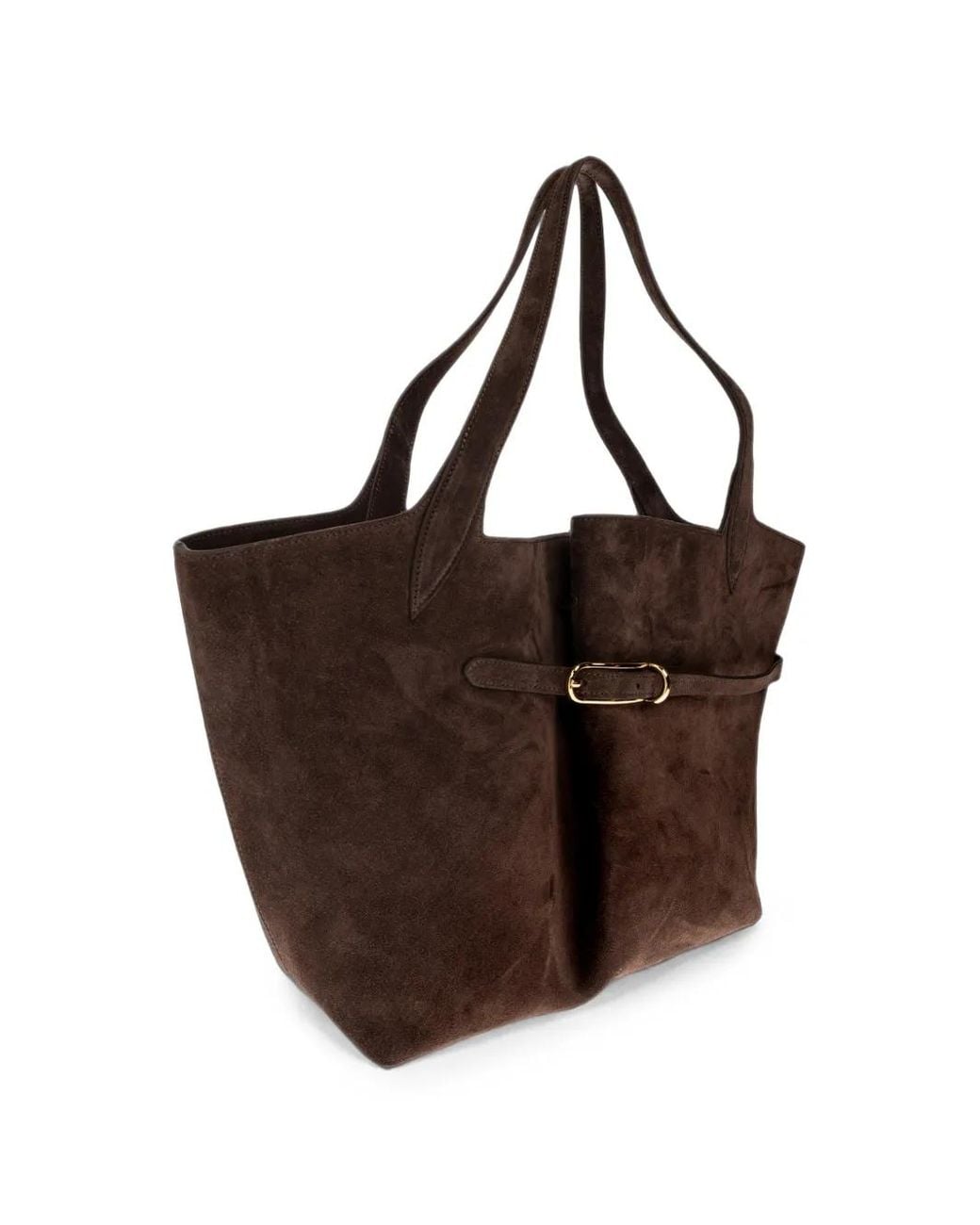 Liffner Brown Buckle-Detail Suede Tote Bag