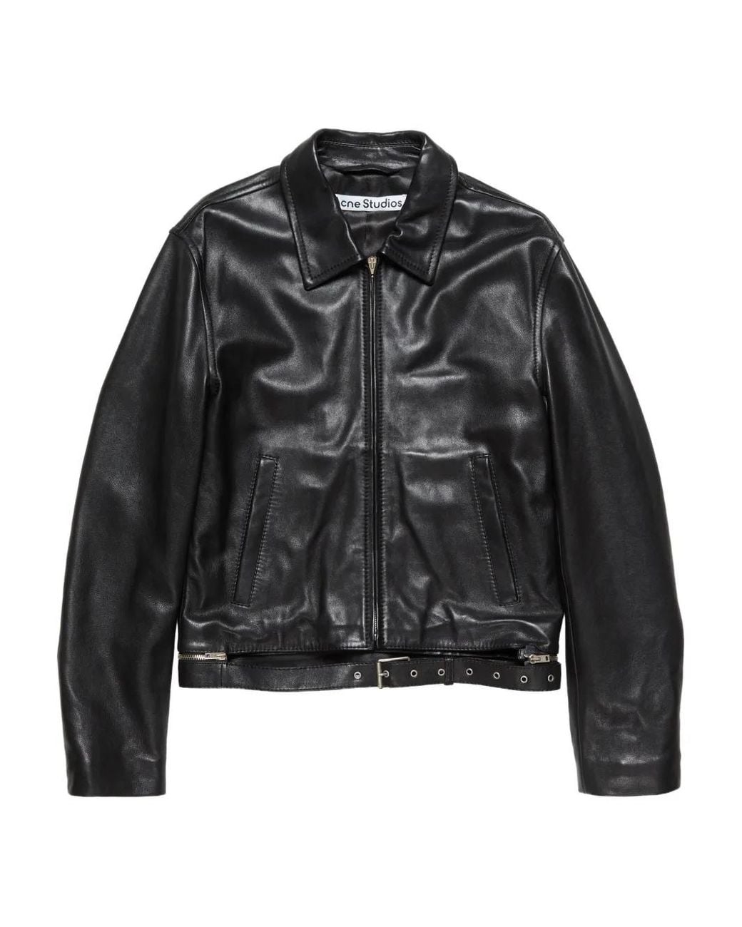 Acne Black Leather Biker Jacket for men