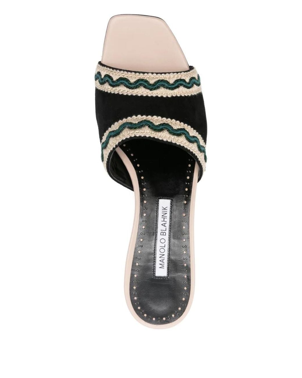 Manolo Blahnik Black 50Mm Marebis Embroidered Sandals