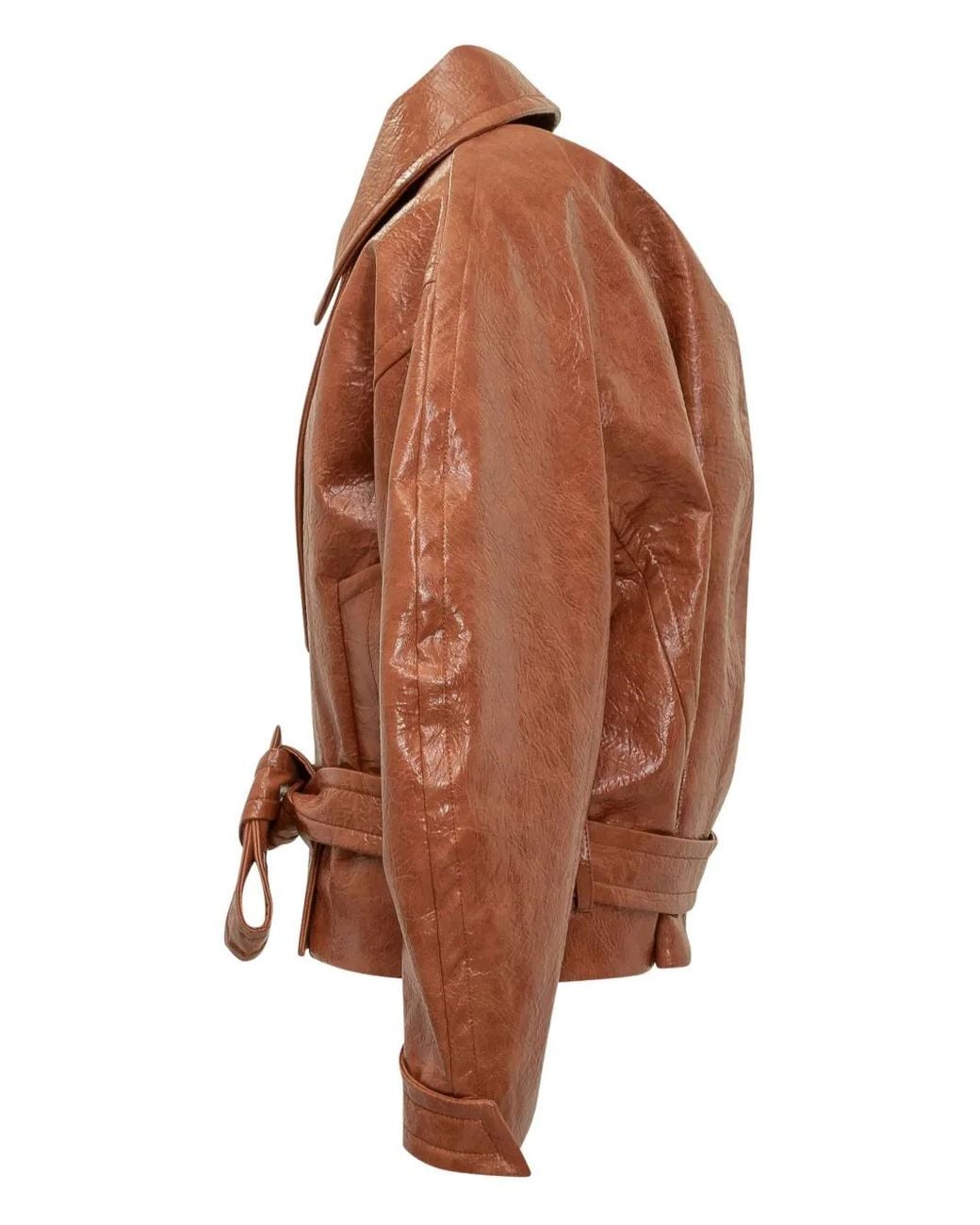 ANDAMANE Brown Balloon-Sleeve Double-Breasted Jacket
