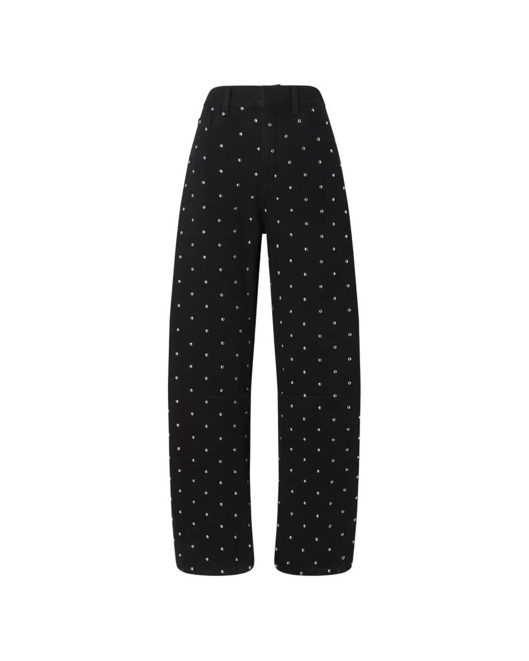 Pinko Black Barrel-Fit Trousers With Studs