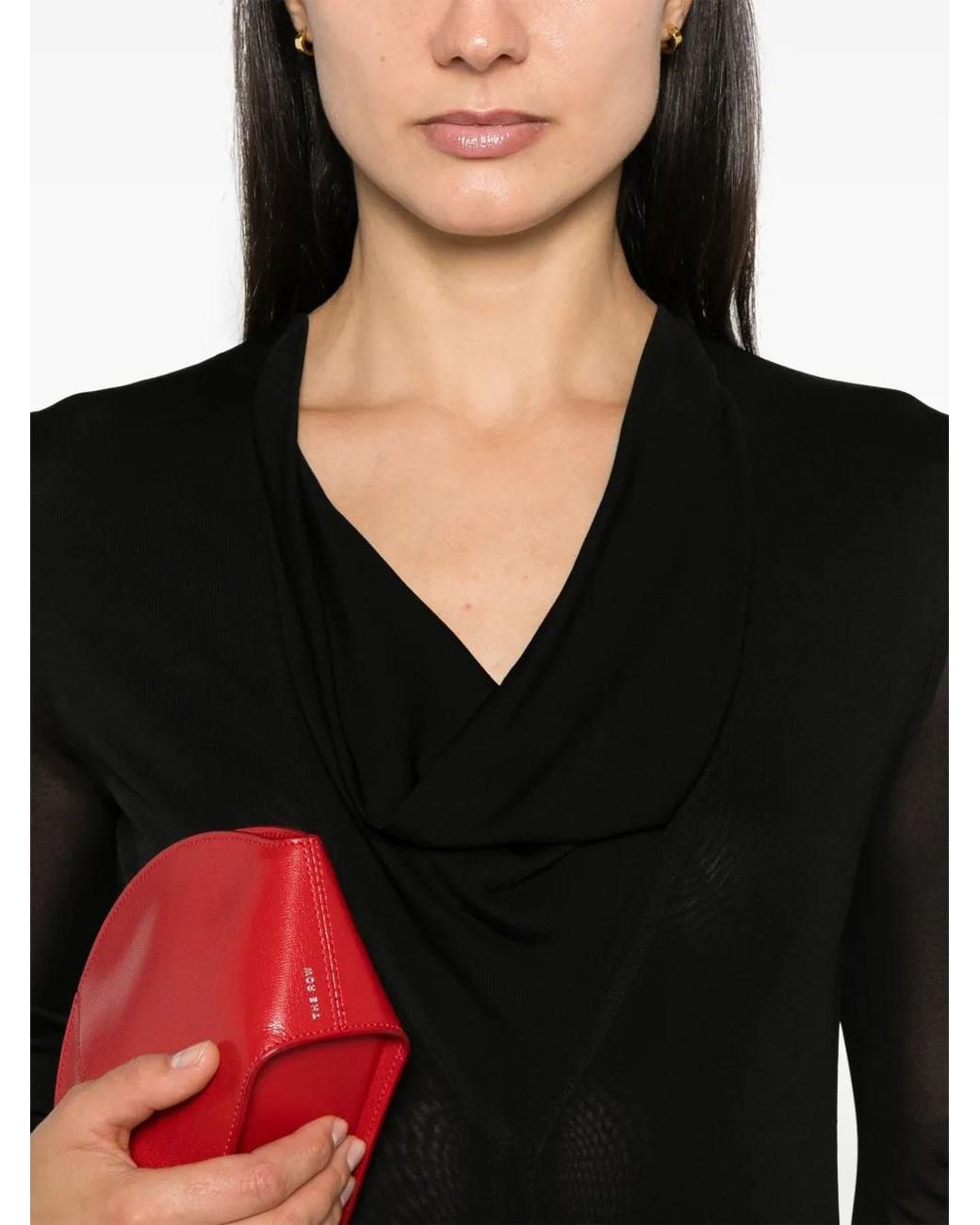 Totême Black Draped V-Neck Dress