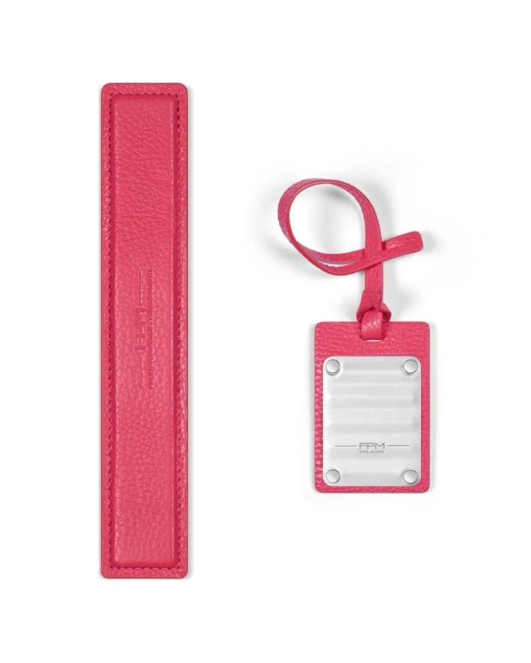 Fpm Milano Pink Porte-Cartes En Cuir À Logo Gravé