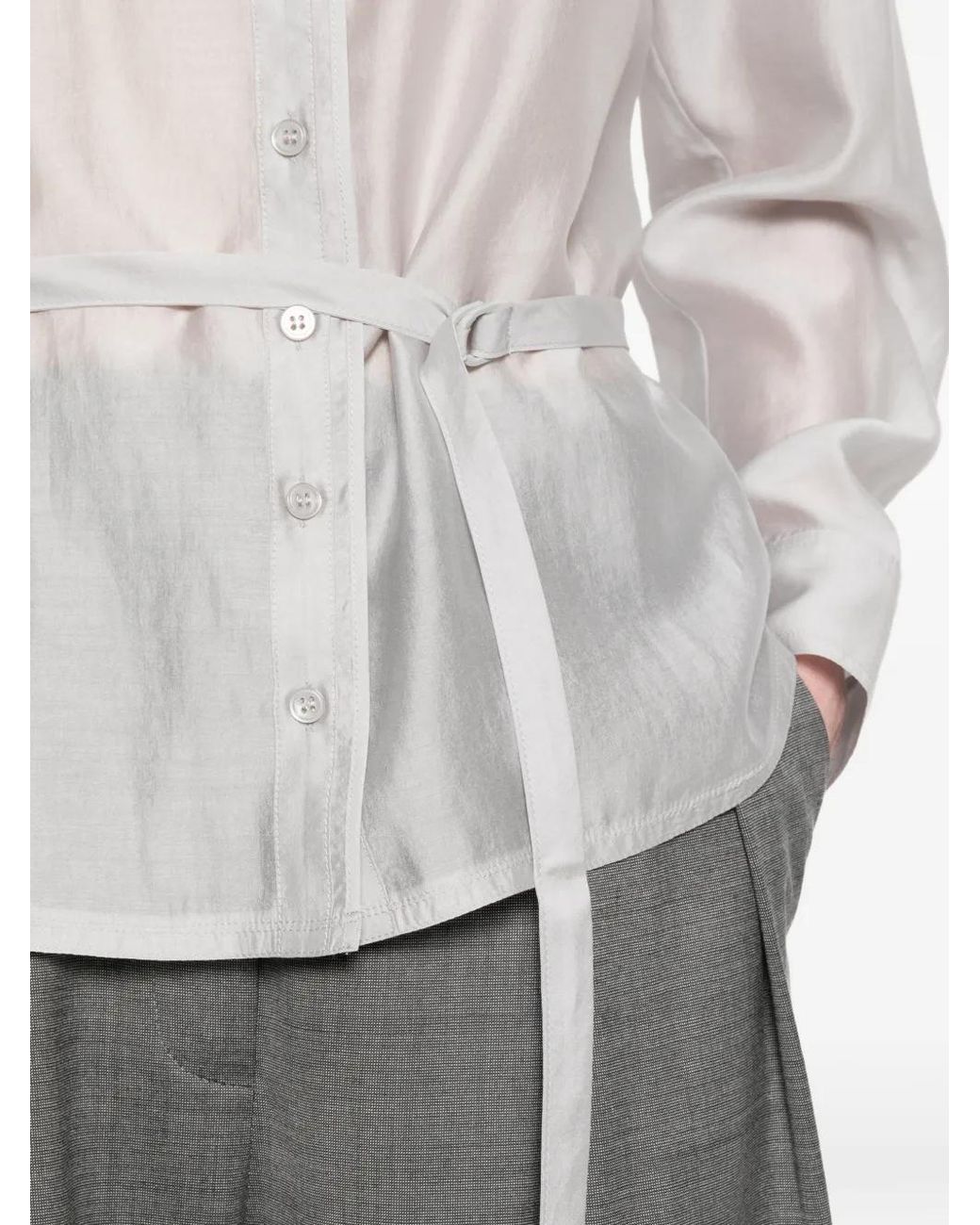 Low Classic White Tie-Waist Shirt