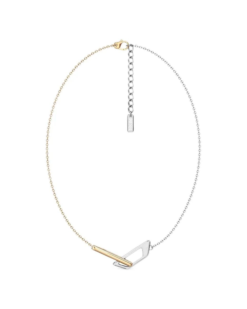DIESEL White Stainless Steel Chain Necklace