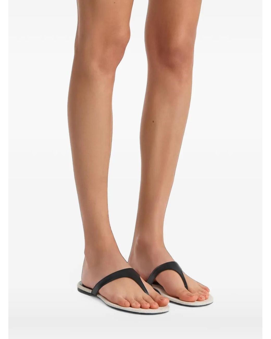 Khaite Black Archer Flat Sandals