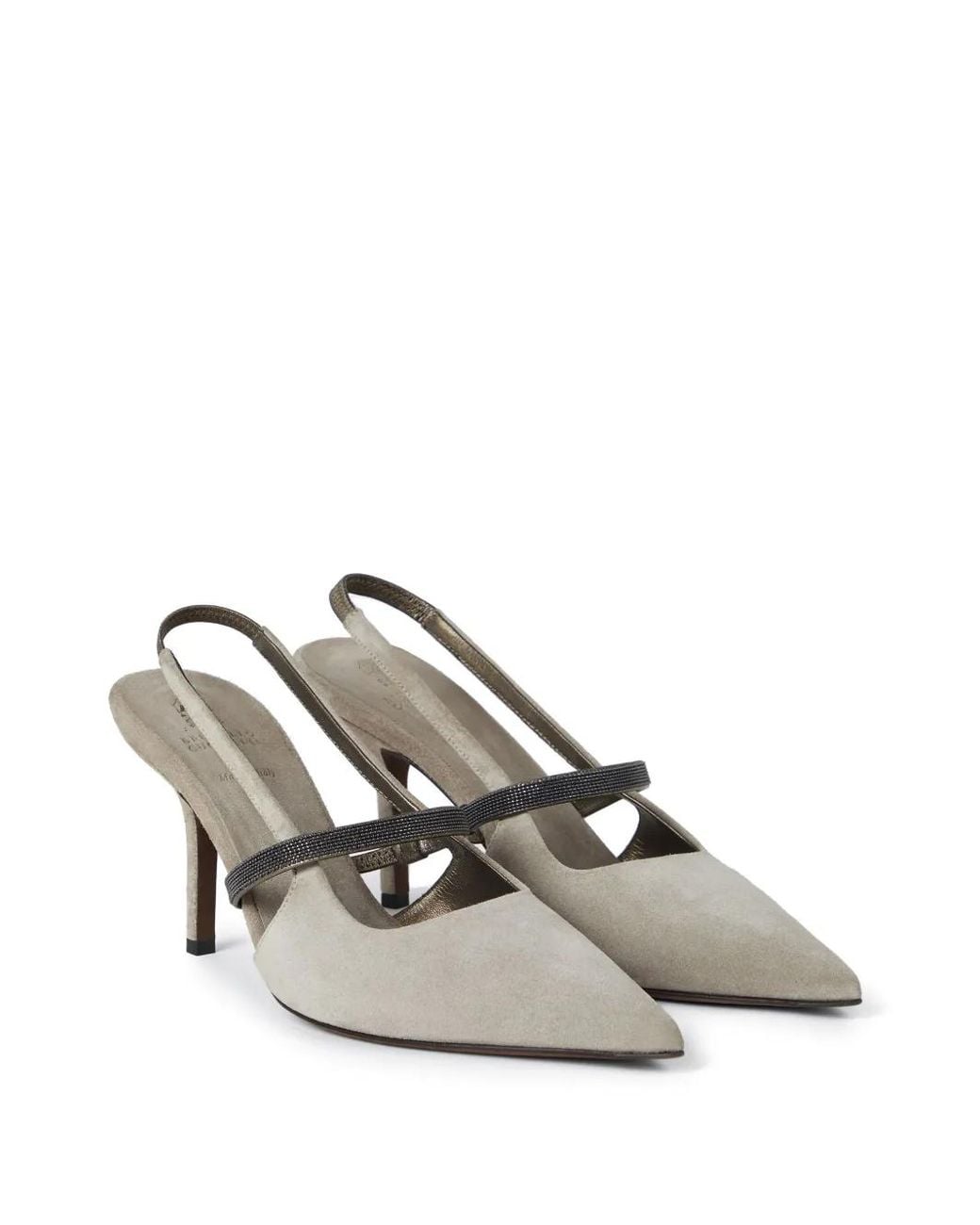 Brunello Cucinelli Gray Pointed Sling-Back Sandal