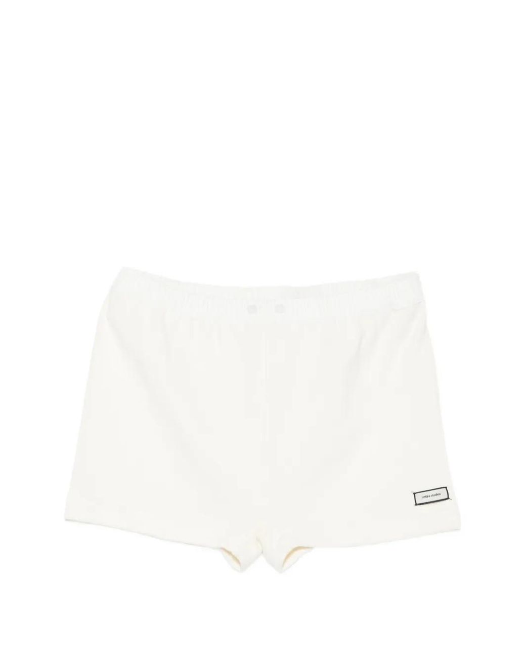 Entire studios White Lounge Ribbed-Knit Logo-Patch Shorts