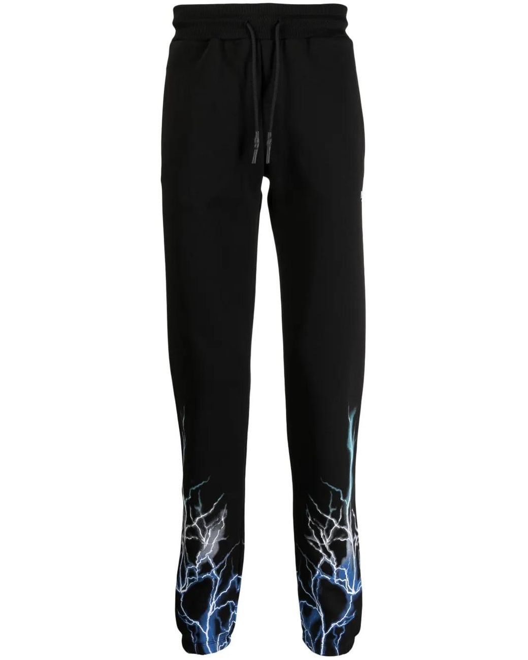 Phobia Black Lightning-Print Cotton Track Pants for men