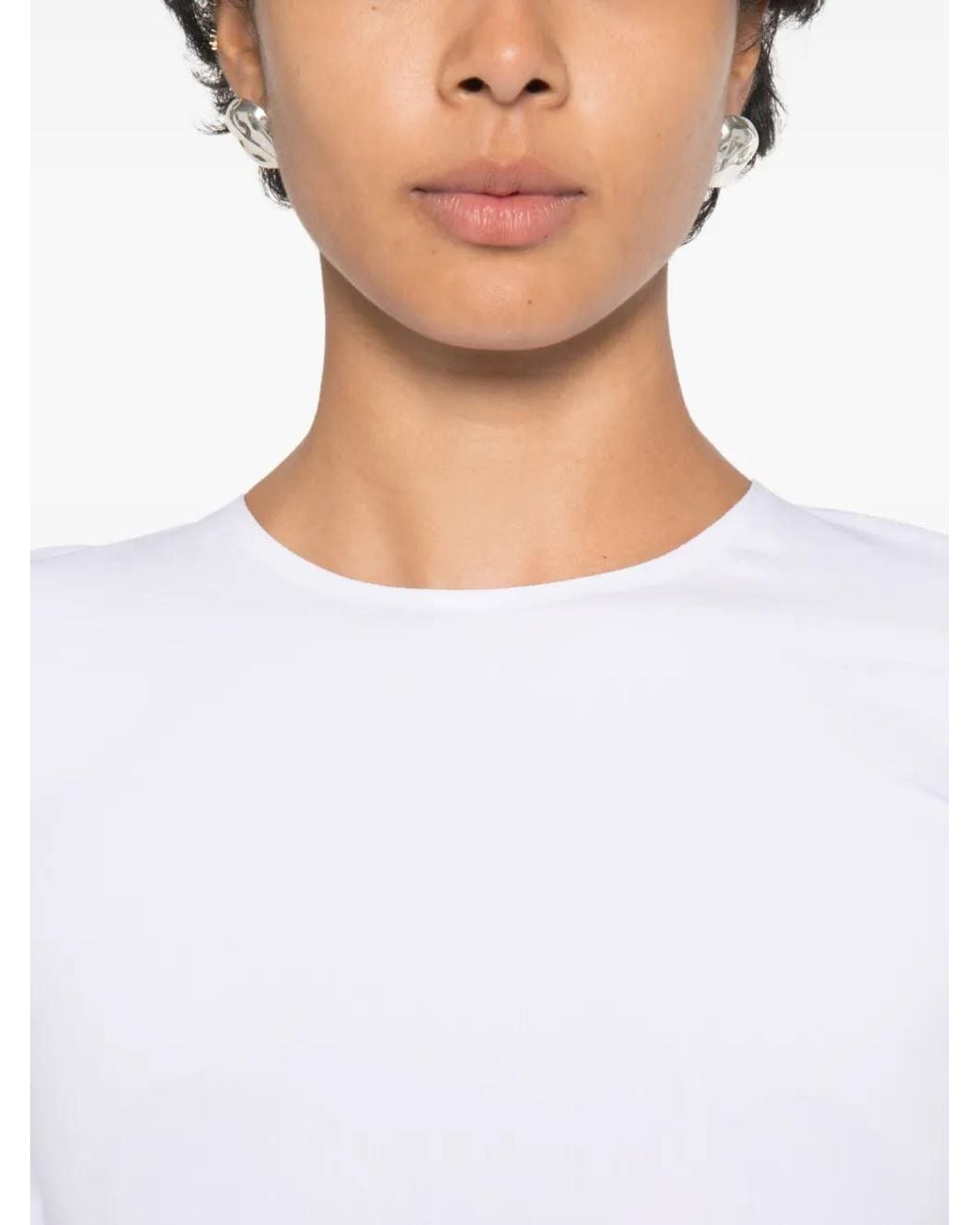 Gucci White Solid Crew Neck T-Shirt
