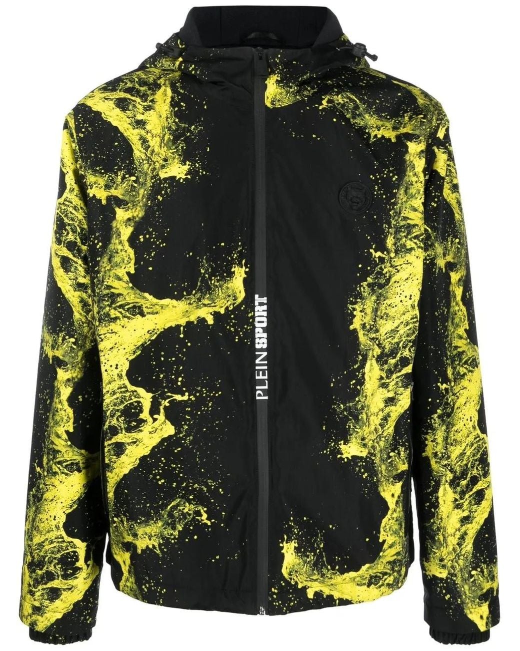 Philipp Plein Black Graphic-Print Zip-Up Hooded Jacket for men