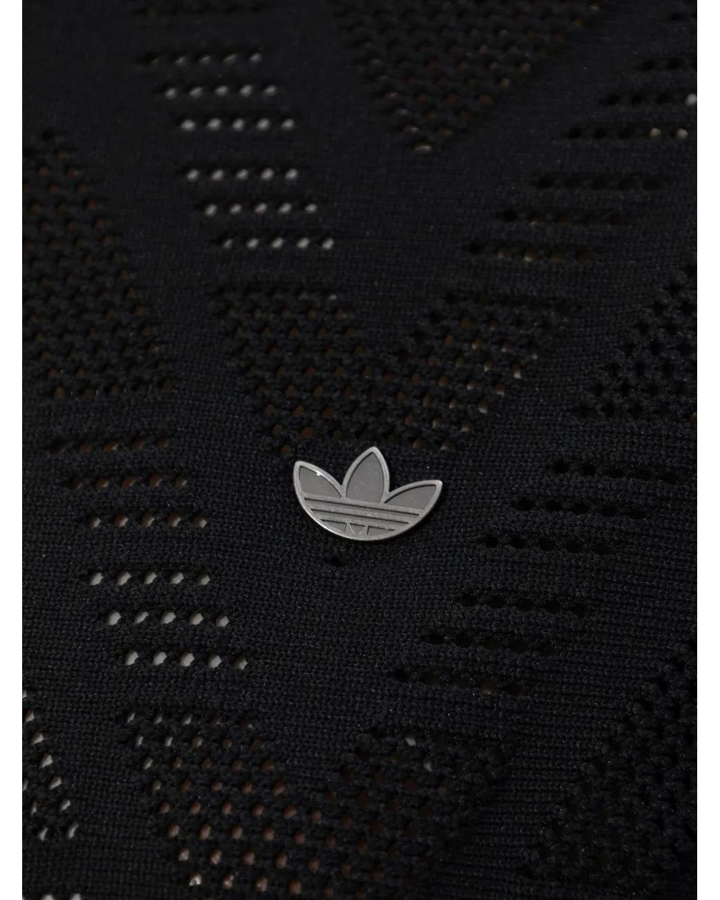 Adidas Black Firebird Knitted Crochet Zip-Up Sweater