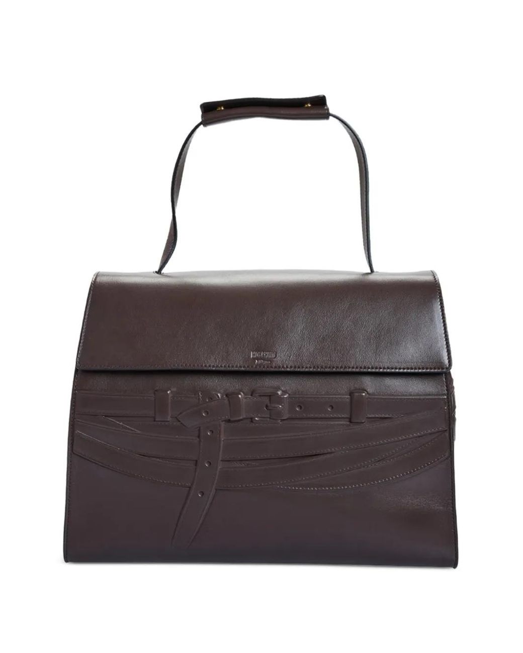 Moschino Gray Tie Me Embossed Leather Shoulder Bag