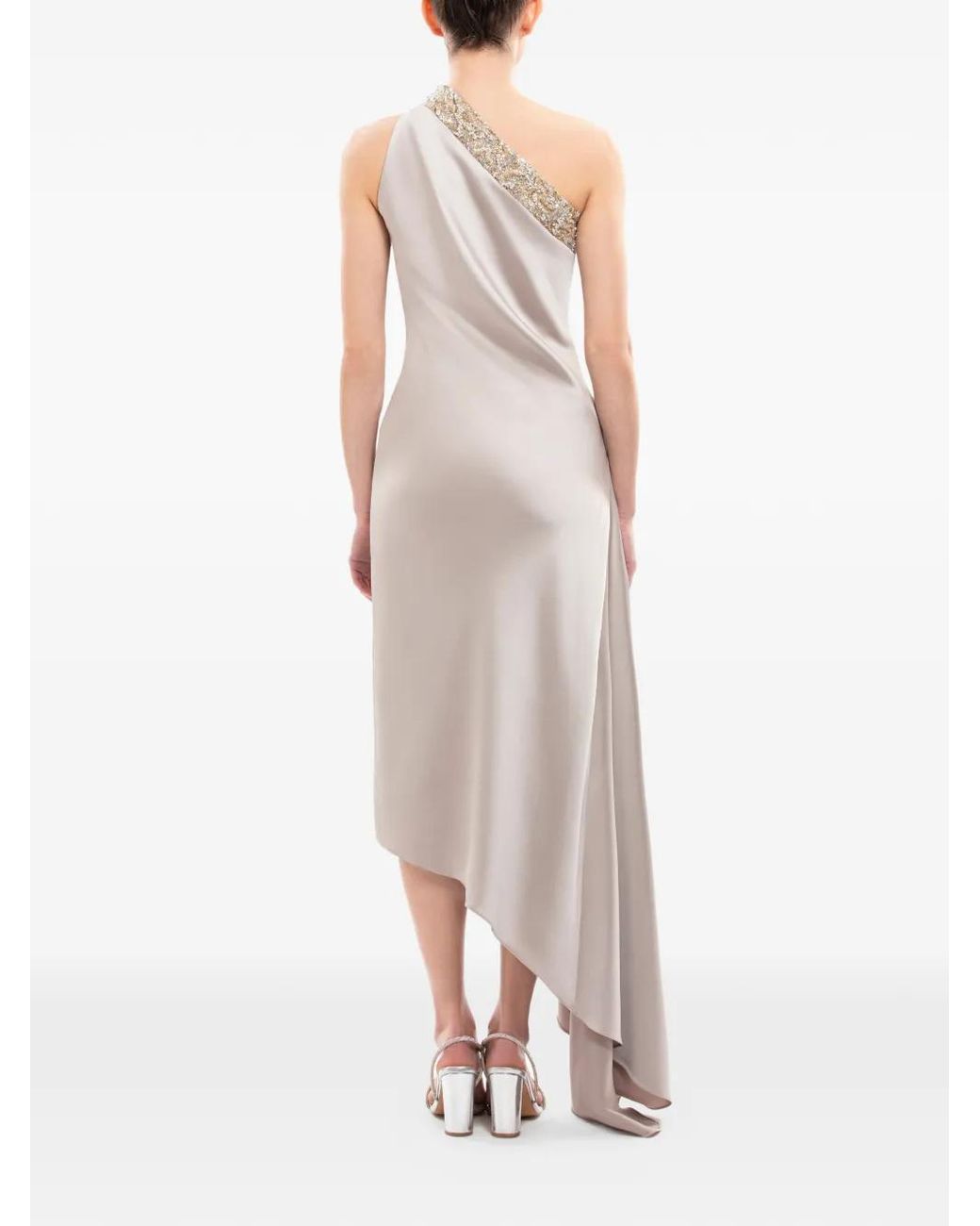 Saiid Kobeisy White Asymmetrical Embellished One-Shoulder Midi Dress