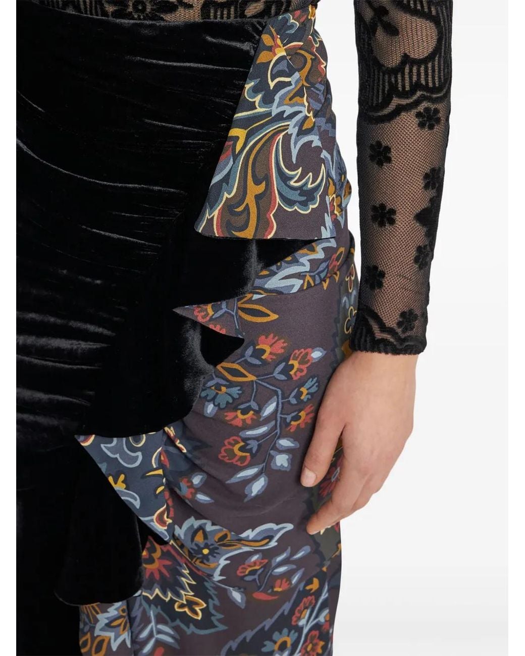 Etro Black Midi Skirt With Paisley Print