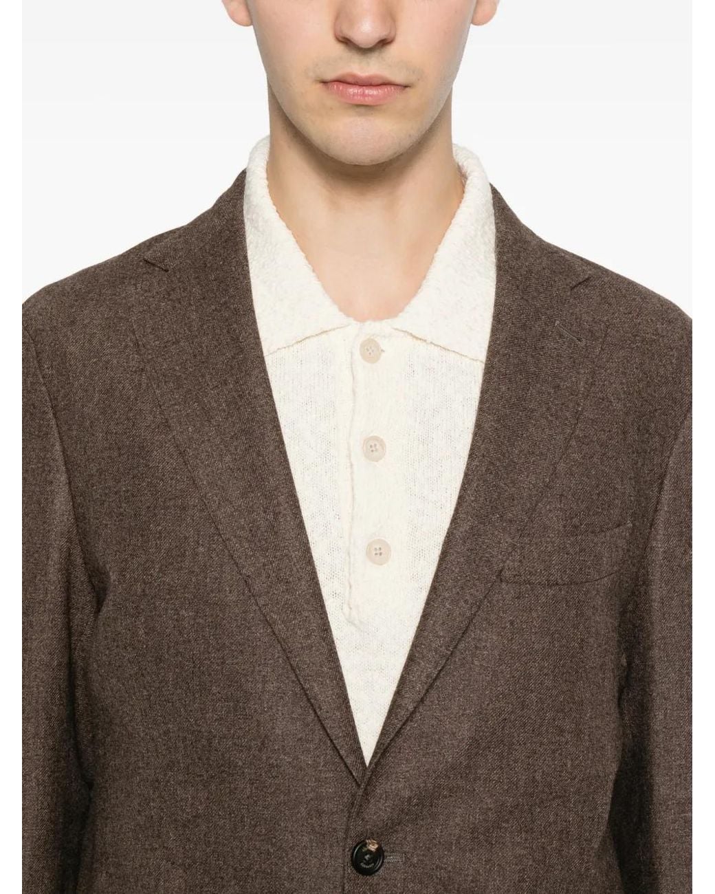 Eleventy Brown Drawstring-Waist Notched-Lapels Suit for men