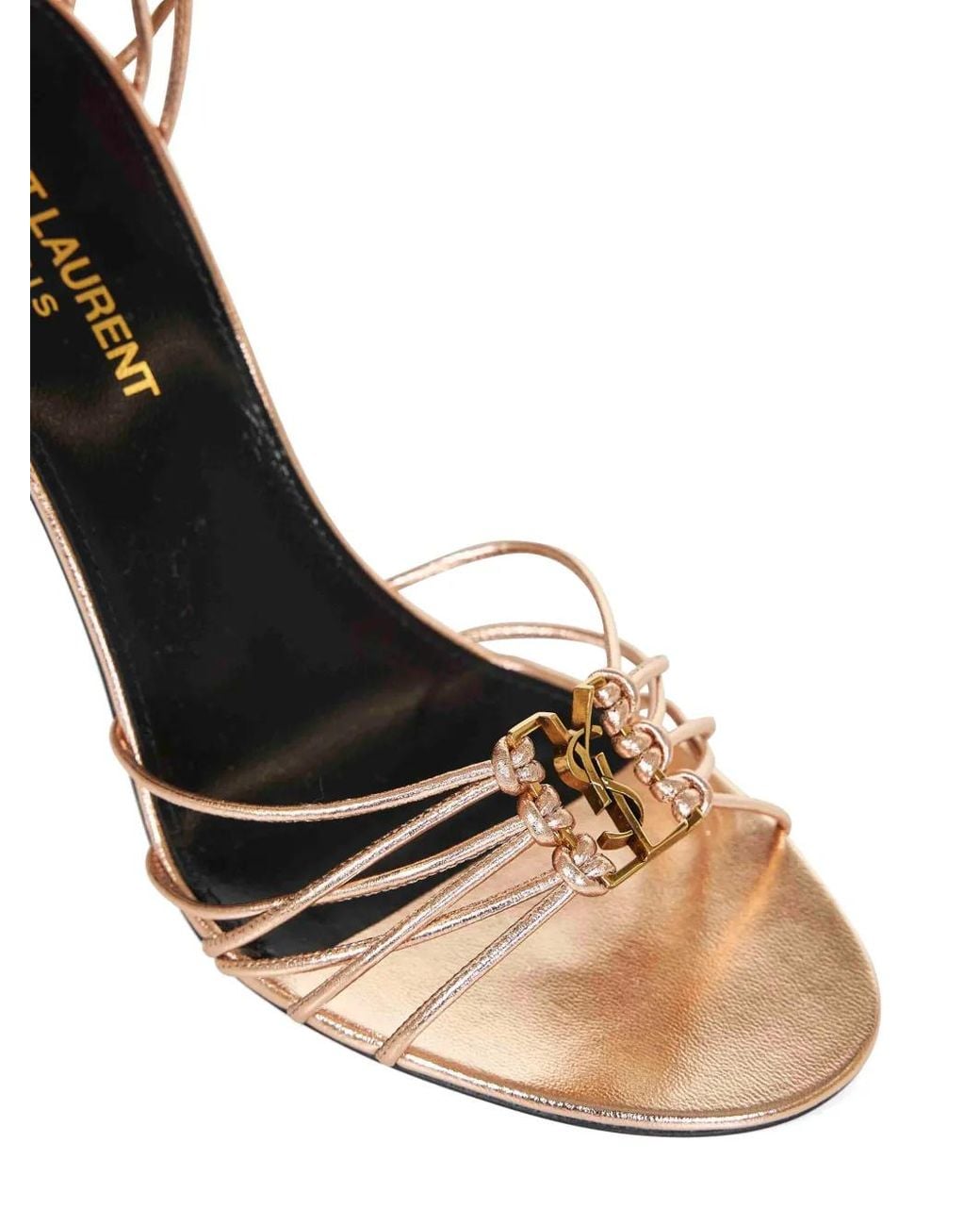 Saint Laurent Metallic Babylone Laminated Leather Sandals