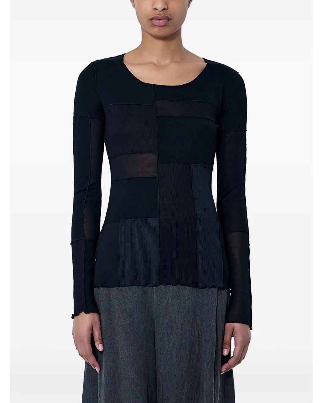 Limi Feu Blue Patchwork Long-Sleeve T-Shirt