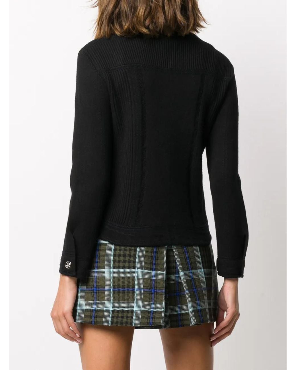 Barrie Black Contrast-Stitch Knitted Jacket