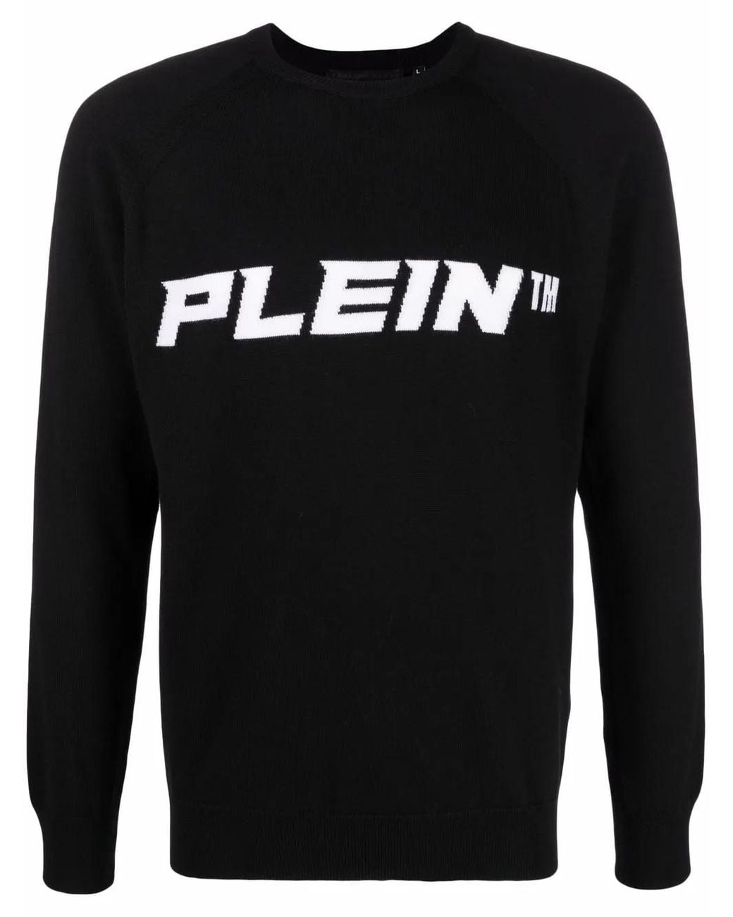 Philipp Plein Black Logo-Print Crew Neck Jumper for men