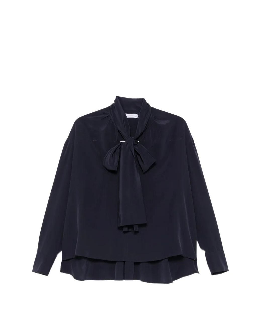 Barba Napoli Blue Bow-Neck Long-Sleeve Blouse