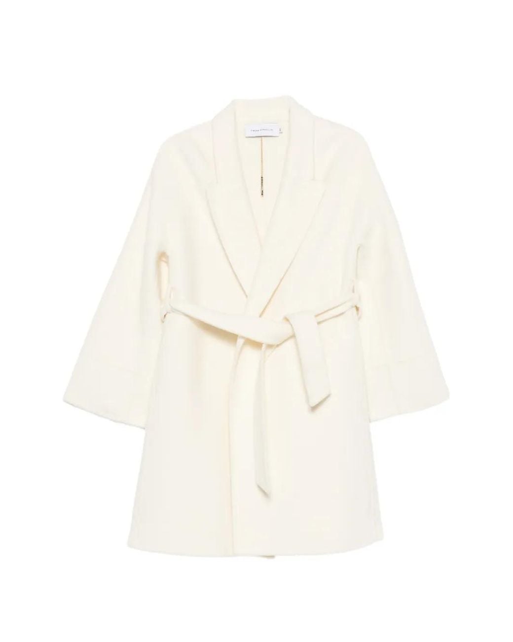 SIMONA CORSELLINI White Belted Wide-Sleeve Coat