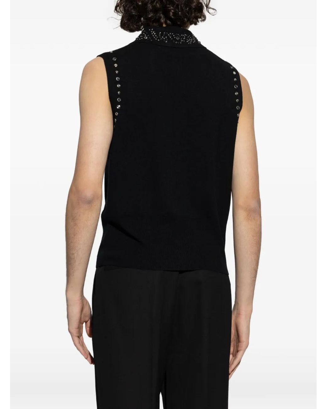 Versace Black Embellished Cashmere-Blend Knit Vest for men