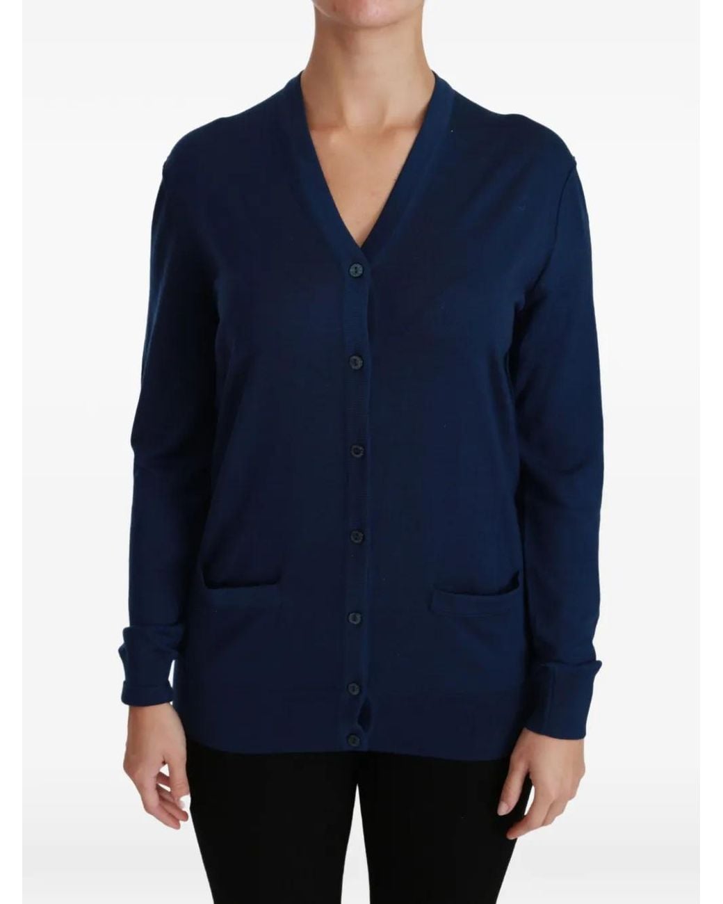 Dolce & Gabbana Blue Cardigan Boutonné À Col V