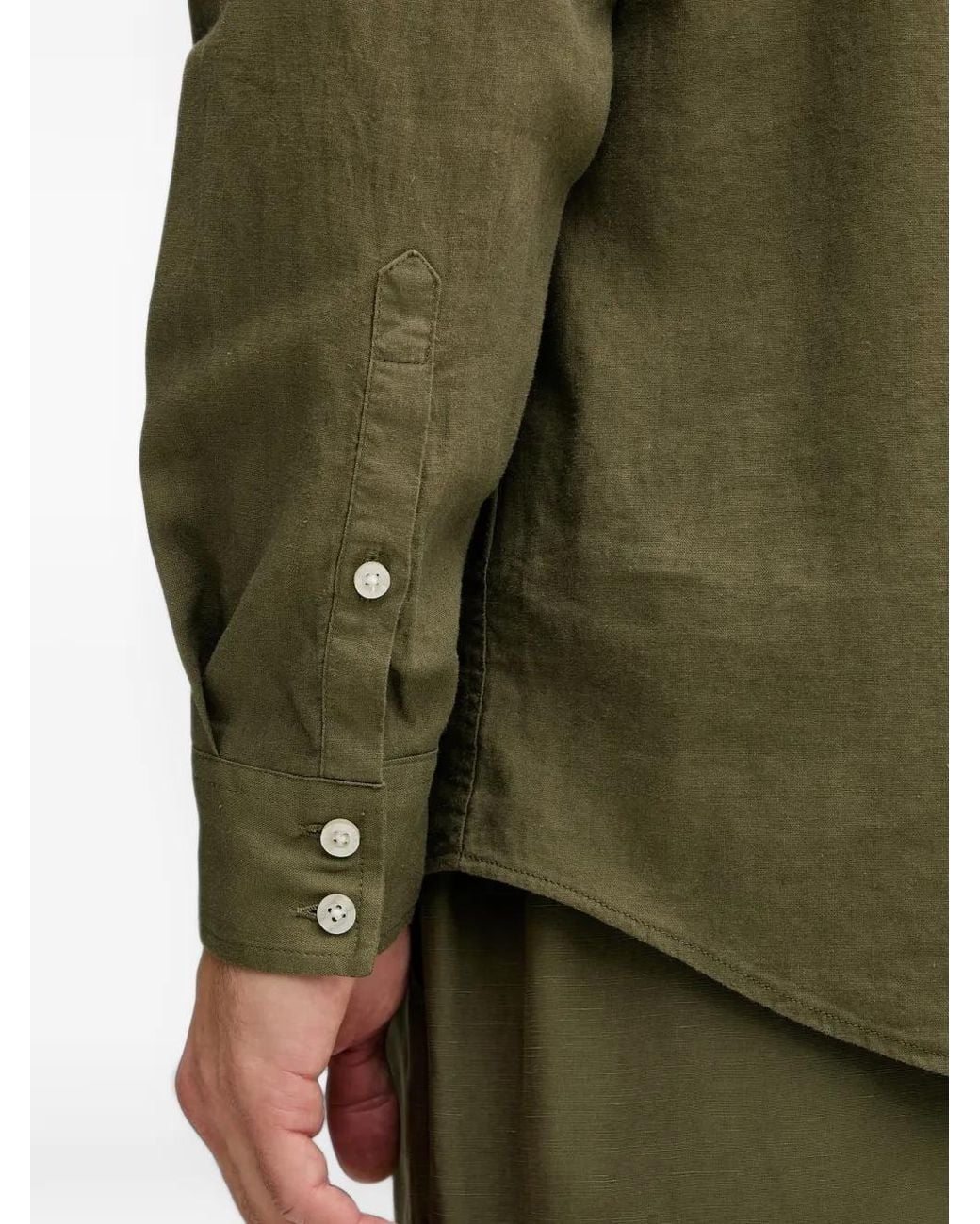 Guess Green Logo-Patch Button-Down Shirt for men
