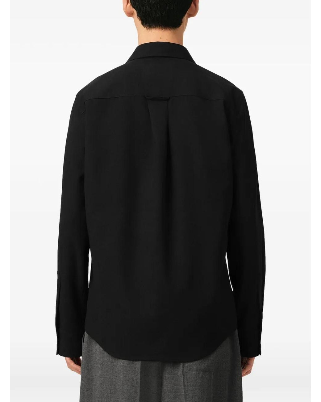 AMI Black Wool Long-Sleeved Classic Shirt for men