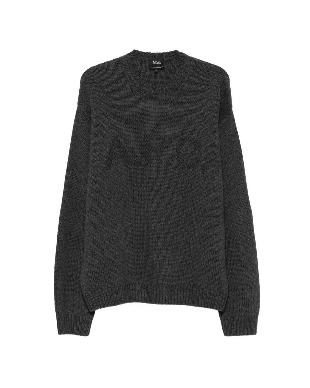 A.P.C. Black George Sweater With Tone-On-Tone Logo for men