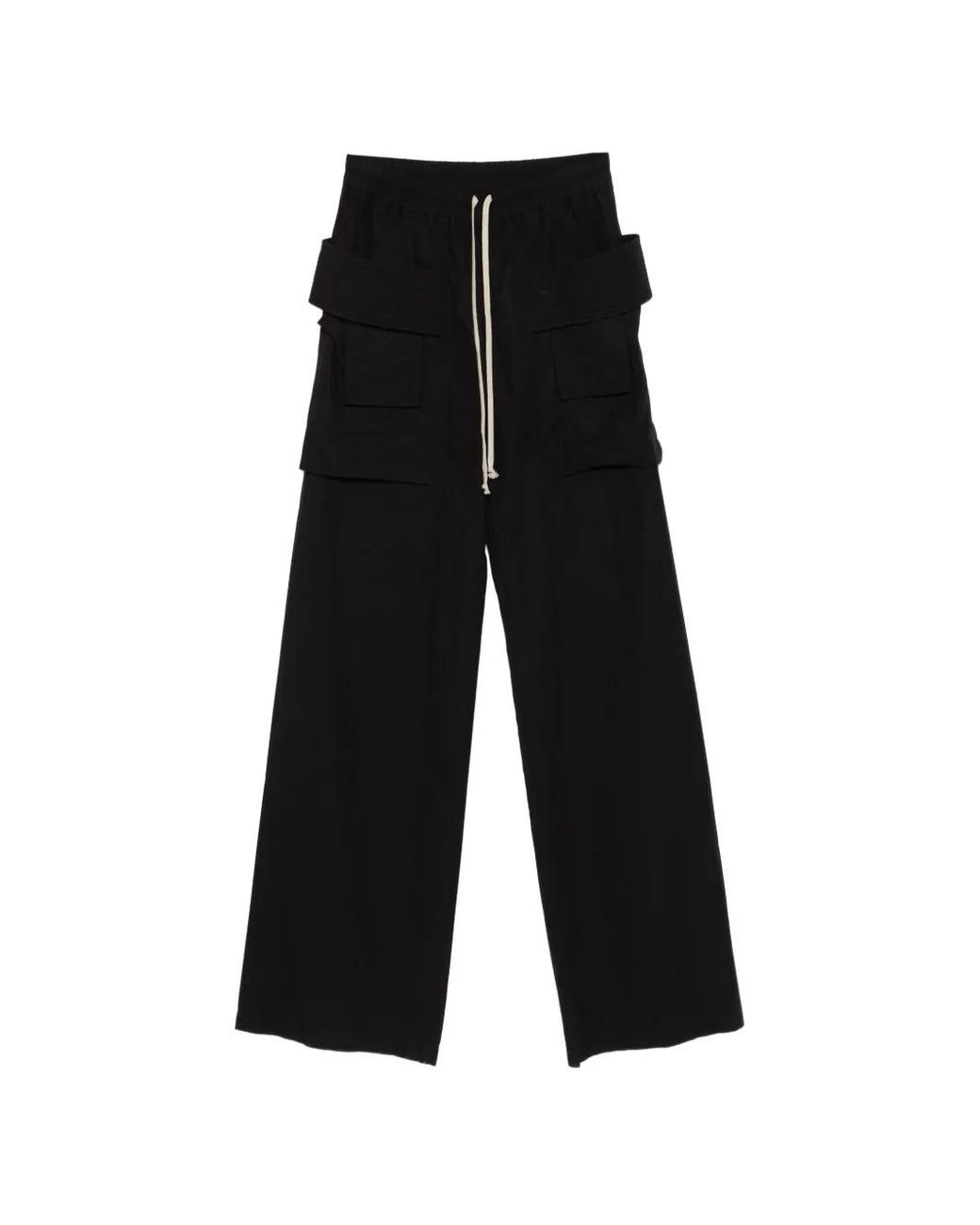 Rick Owens Black Cotton Drawstring Trousers for men