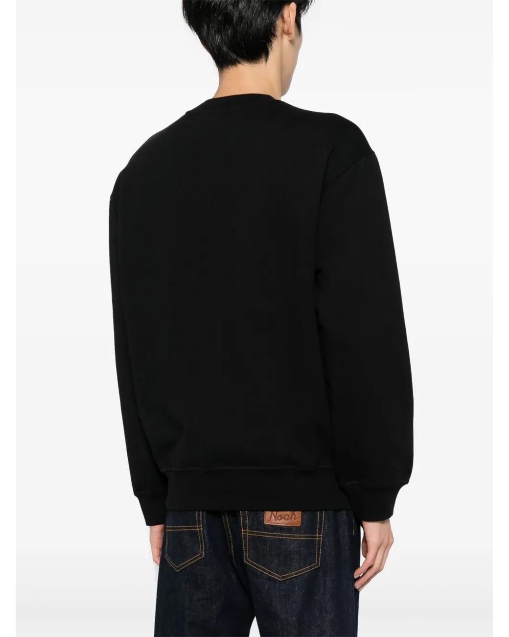 A.P.C. Black Devoré Effect Logo-Print Round Neck Sweatshirt for men