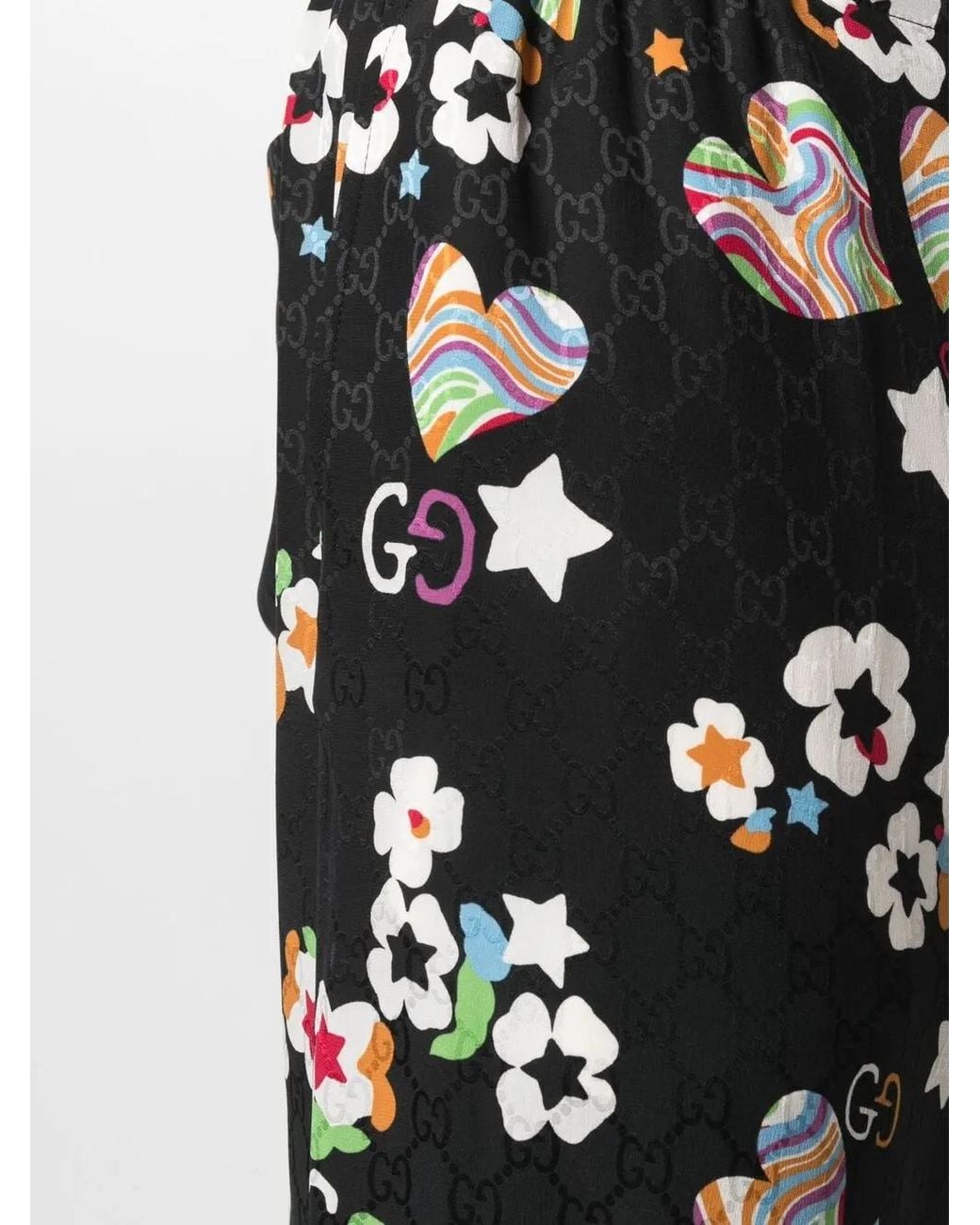Gucci Black Monogram-Print Knee-Length Shorts for men