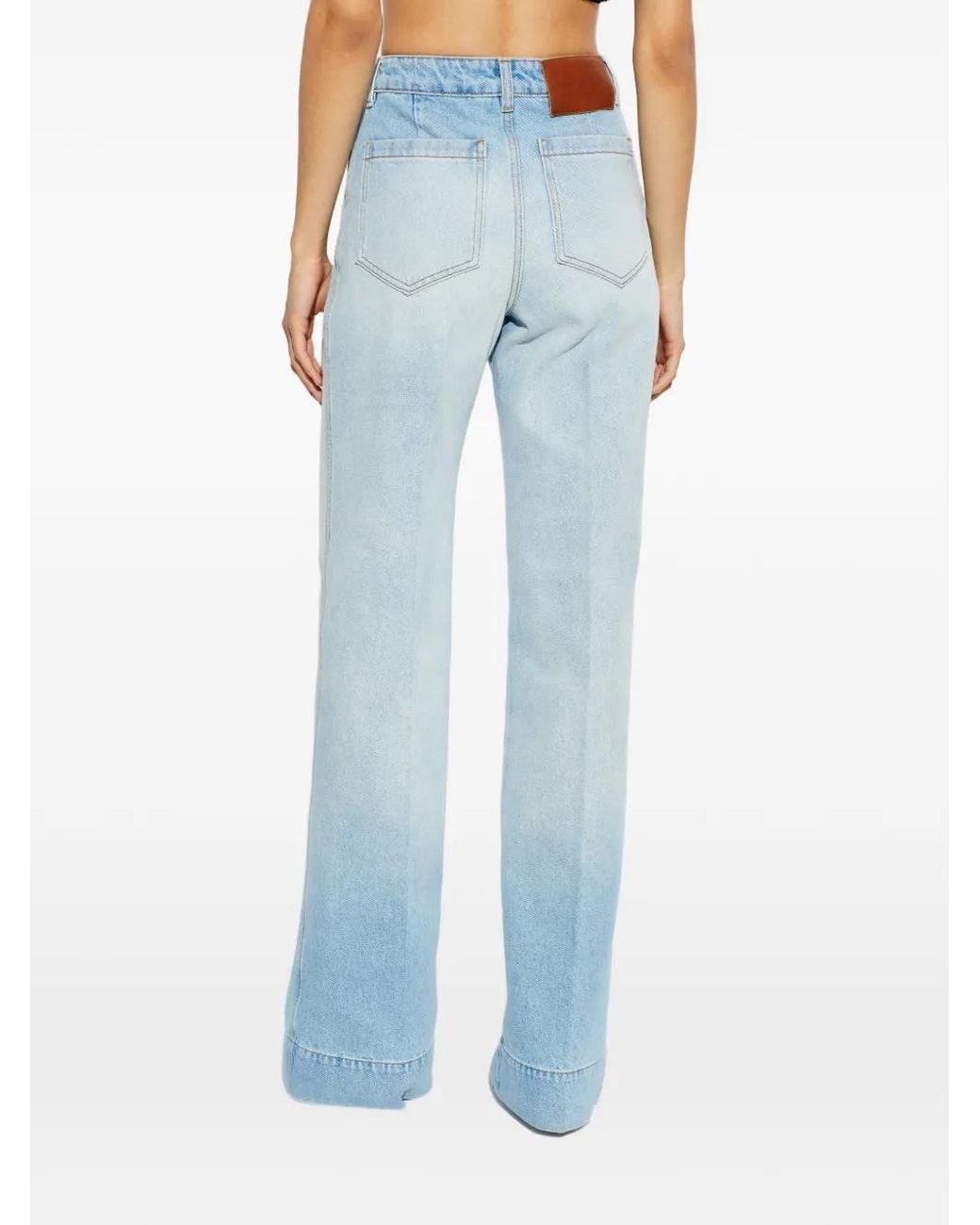 Victoria Beckham Blue Alina Light Cotton Denim Flared Jeans