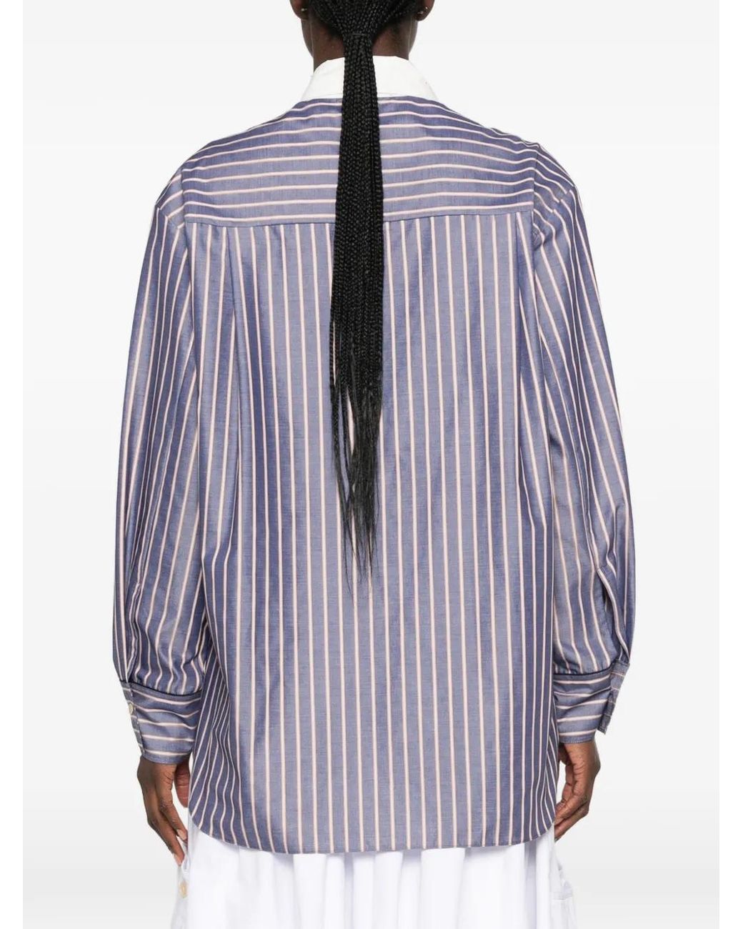 Forte_forte Purple Striped Crystal-Embellished Shirt