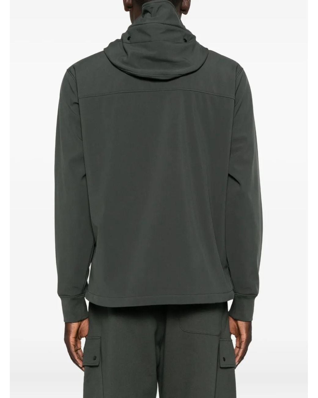 C P Company Black Hooded Zip-Front Jacket for men