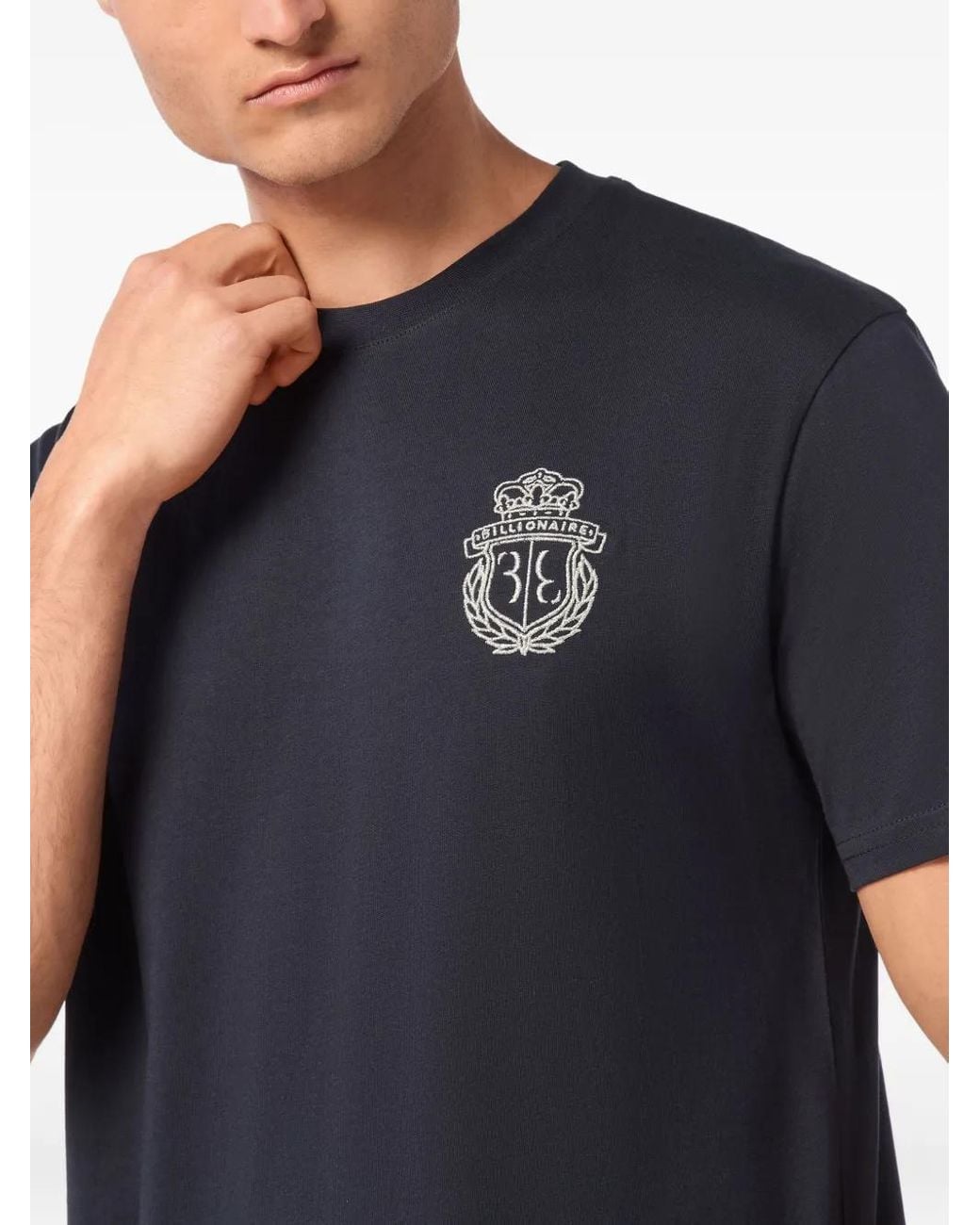 Billionaire Blue Embroidered Crest T-Shirt for men