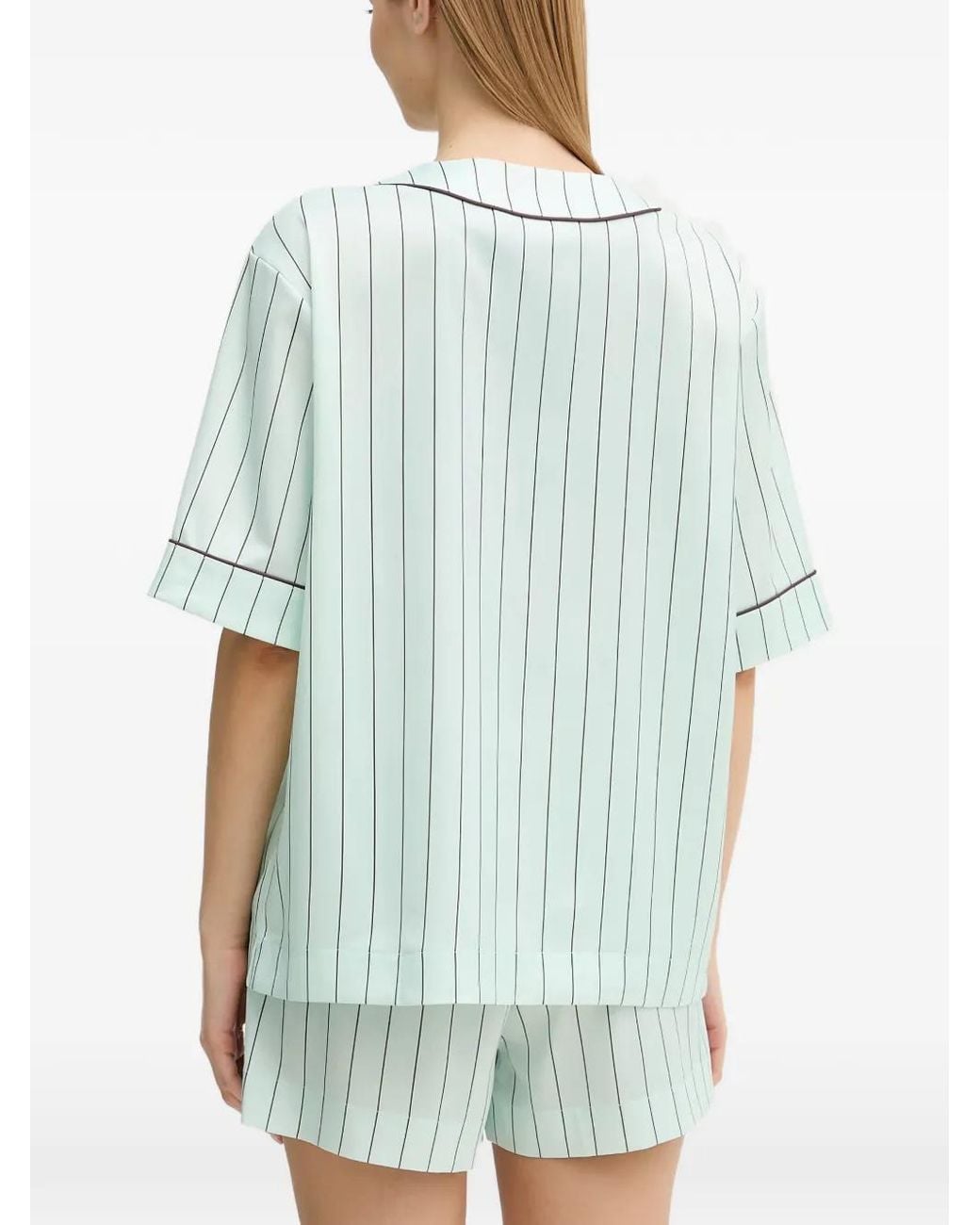 Fila Blue Fiesole Pinstripe-Print V-Neck Shirt