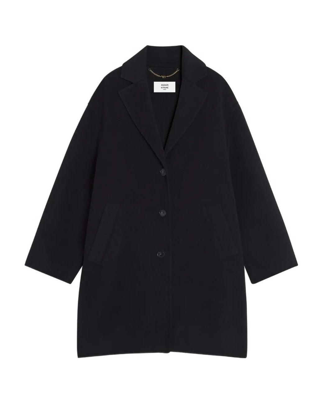 Maison Kitsuné Blue Button Wool Coat