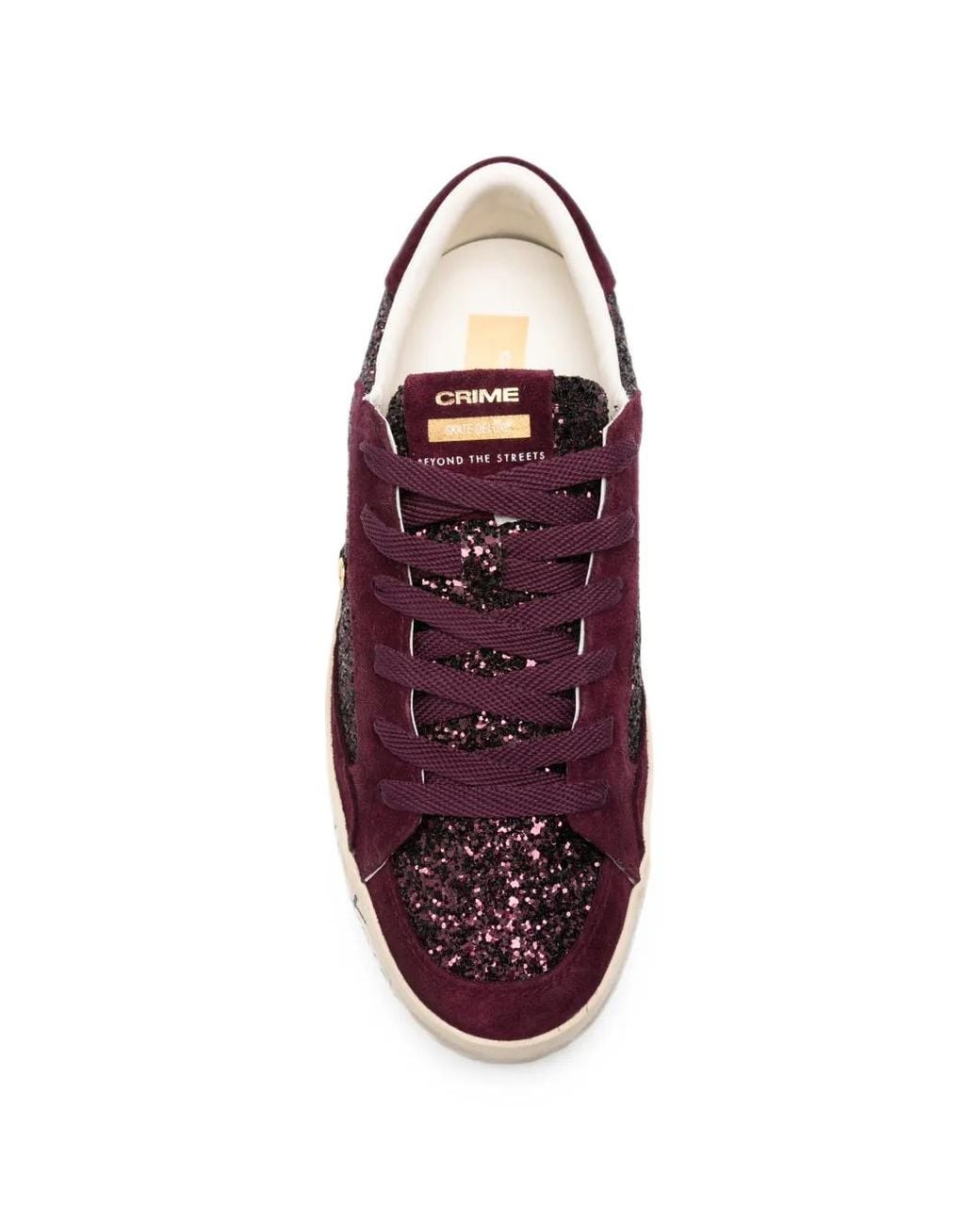 Crime London Purple Sk8 Deluxe Glitter-Embellished Suede Sneakers