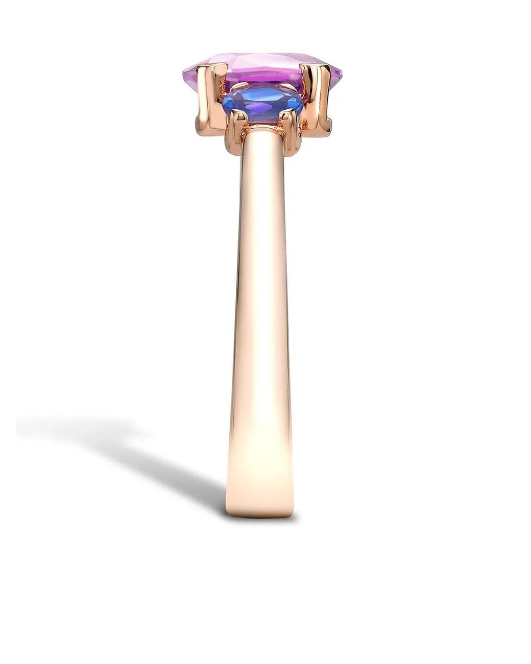 Pragnell Pink 18Kt Rose Fancy Three-Stone Sapphire Ring
