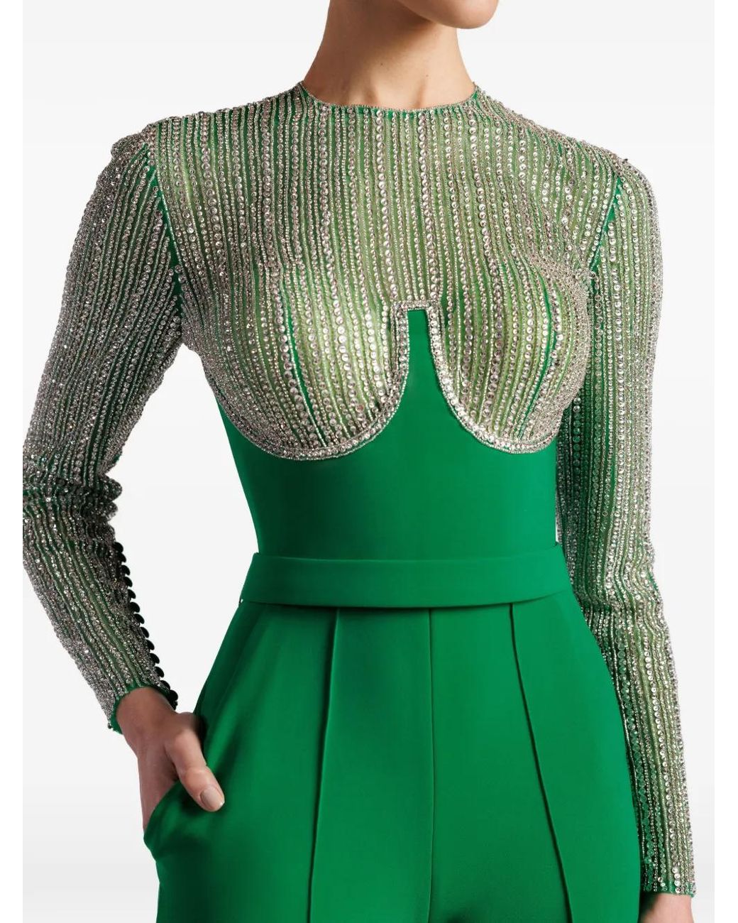Gatti Nolli by Marwan Green Embroidered Jumpsuit