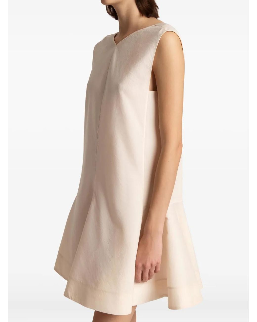 Khaite Natural Mel V-Neck Sleeveless Mini Dress