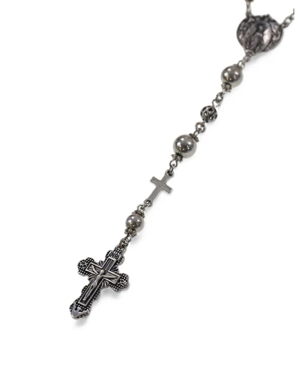 EPHMRL White Layered Cross-Pendant Necklace for men